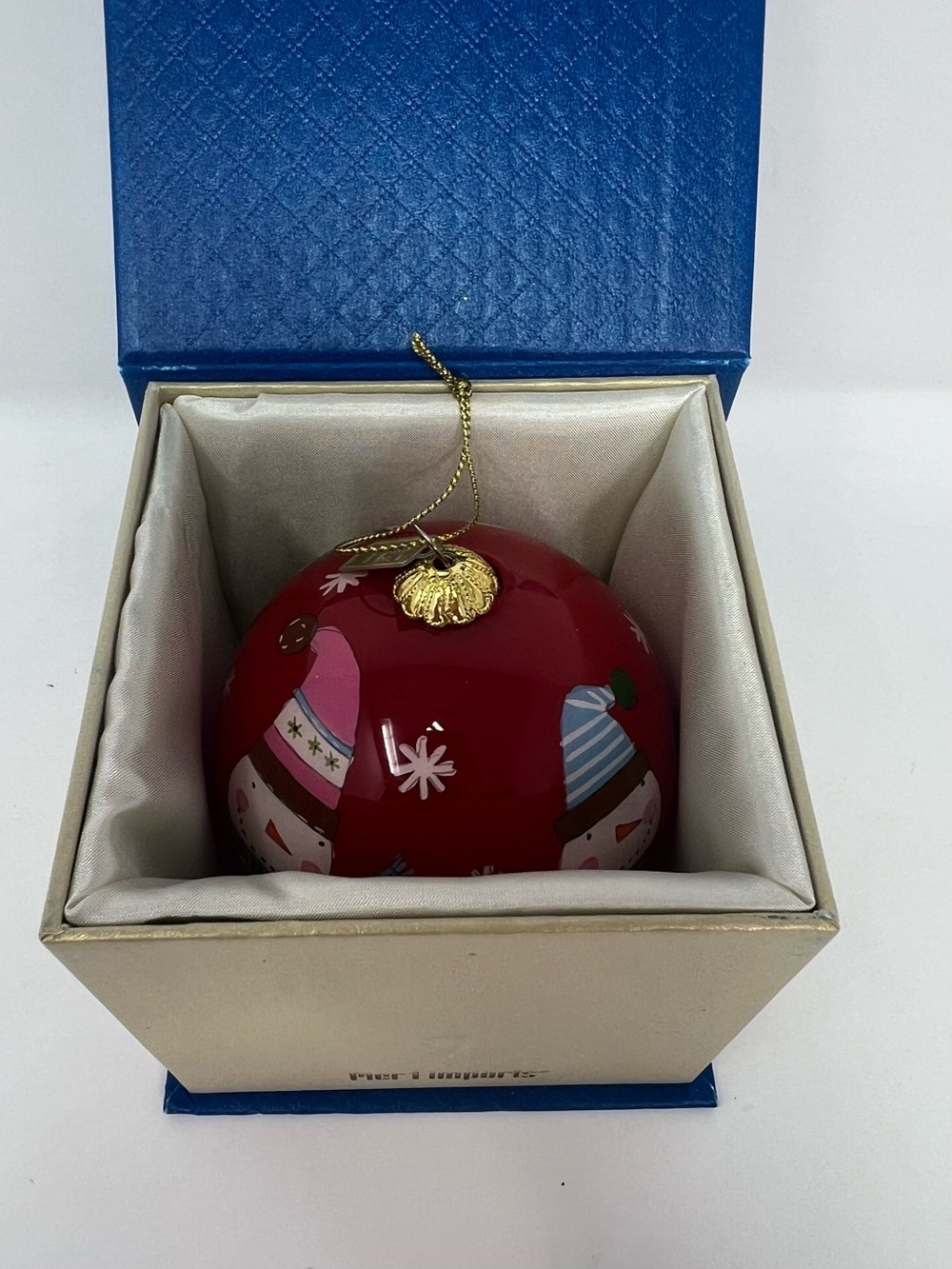 Pier 1 Imports 2017 Christmas Ornament Painted Glass Li Bien Snowman w/Box